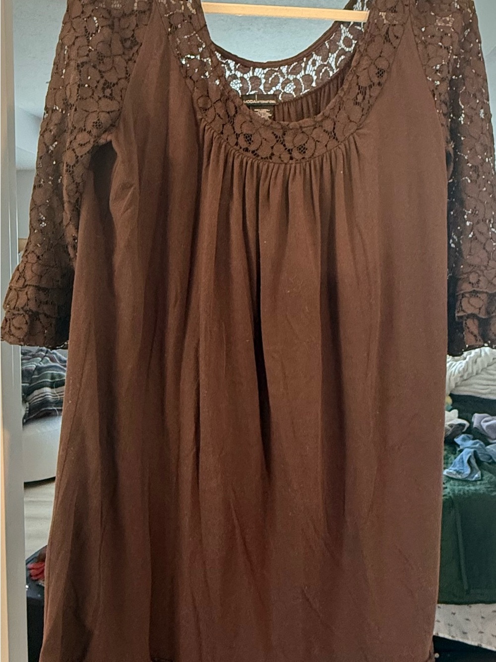 Victoria's Secret Brown Lace-Yoke Dress